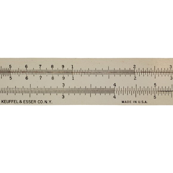 Vintage K & E Wood Slide Rule Keuffel & Esser Co 4058W w/ Original Vinyl Case - Picture 3 of 9